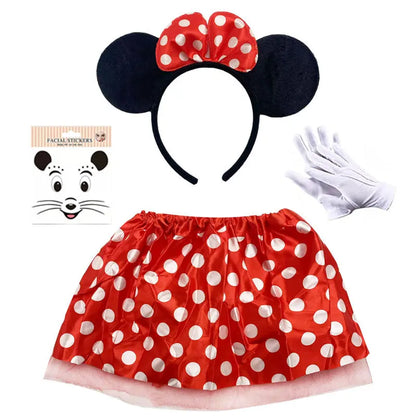 Polka Dots Tutu with Mouse Ears Headband Girls Halloween Costume Birthday Dress Up Accessories nose headpiece skirt vestidos