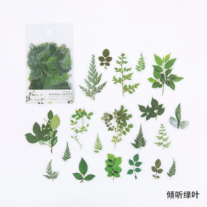 Floral Sticker Set 40pcs Ginkgo Leaf PET Stickers for Journals & Crafts