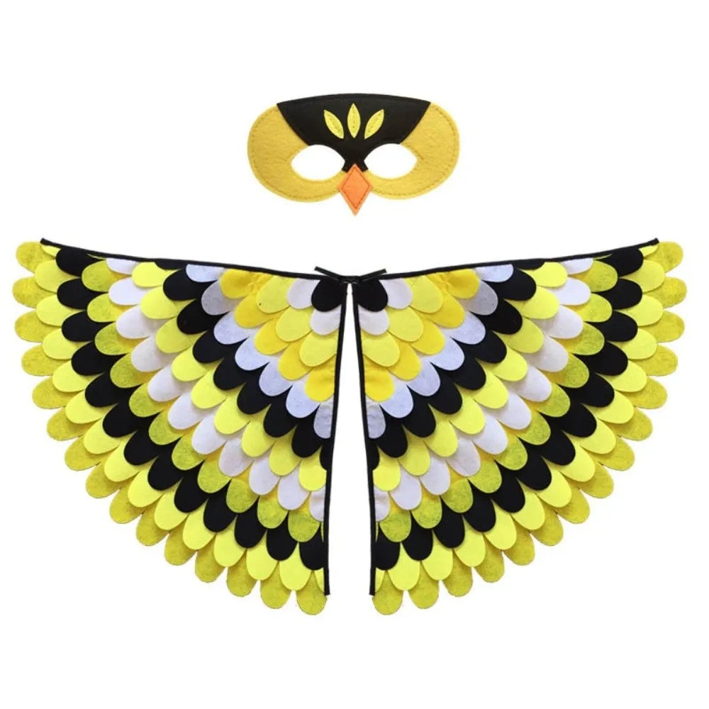 Cute Felt Cloth Halloween Cloak with Mask Bird Wings Owl Halloween Children Costume Robe Cosplay Cape Mask Set Costume Ball