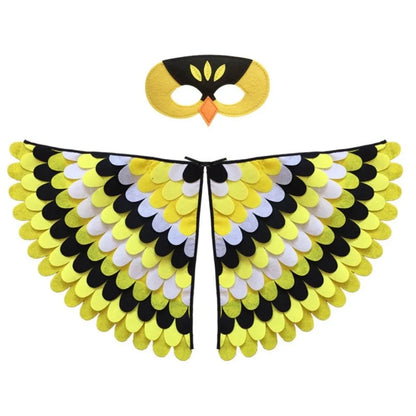 Cute Felt Cloth Halloween Cloak with Mask Bird Wings Owl Halloween Children Costume Robe Cosplay Cape Mask Set Costume Ball